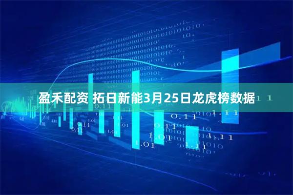 盈禾配资 拓日新能3月25日龙虎榜数据